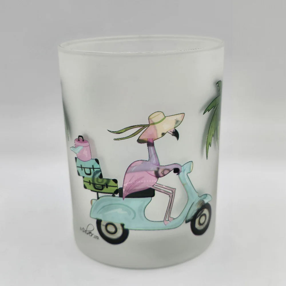 Culver Flamingo Scooter Rocks Glass 14oz – Vintage Frosted Barware